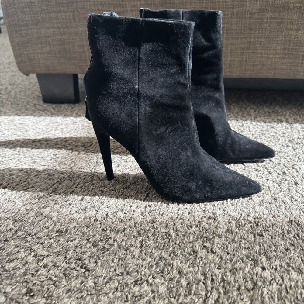 Steve Madden Black Suede Ankle Booties